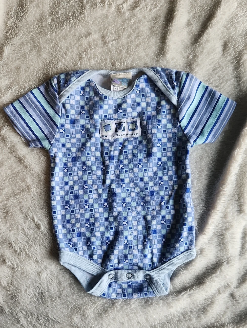 Walt Disney World Baby Blue Mickey Print Bodysuit